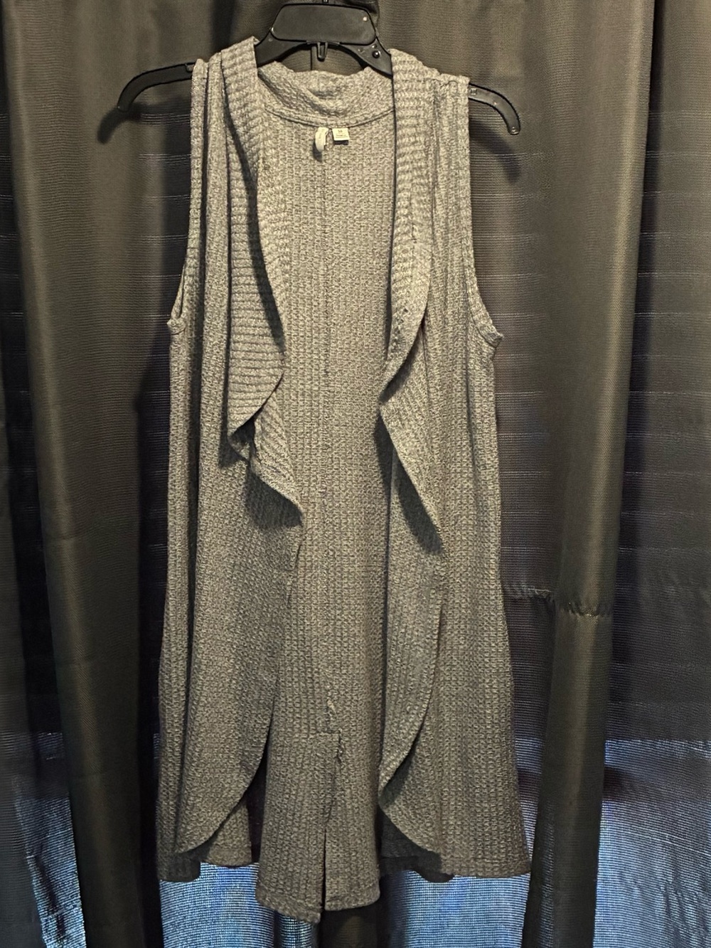 Sleeveless Gray Draped Knit Vest